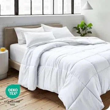 Bare Home Comforter Set - Full Size - Ultra-Soft - Goose Down Alternative - Premium 1800 Series - All Season Warmth (Full, White)