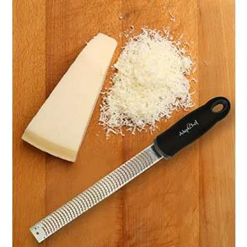 Citrus Lemon Zester & Cheese Grater by AdeptChef - Parmesan Cheese, Lemon, Ginger, Garlic, Nutmeg, Vegetables, Fruits - Very sharp Stainless Steel Blade Protective Cover, Dishwasher Safe