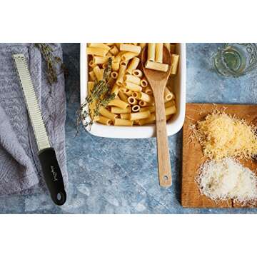 Citrus Lemon Zester & Cheese Grater by AdeptChef - Parmesan Cheese, Lemon, Ginger, Garlic, Nutmeg, Vegetables, Fruits - Very sharp Stainless Steel Blade Protective Cover, Dishwasher Safe