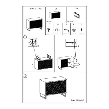 Urban Port 35 Inch Accent Cabinet with Rattan Doors