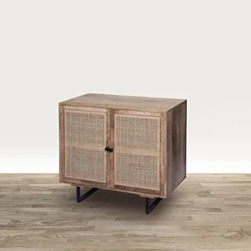 Urban Port 35 Inch Accent Cabinet with Rattan Doors