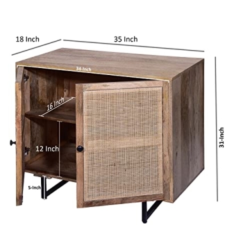 Urban Port 35 Inch Accent Cabinet with Rattan Doors