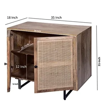 Urban Port 35 Inch Accent Cabinet with Rattan Doors
