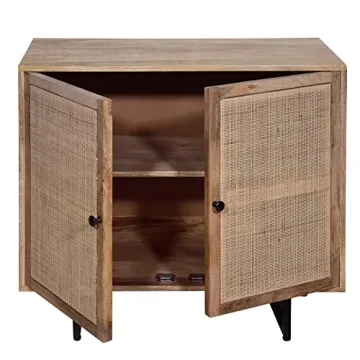 Urban Port 35 Inch Accent Cabinet with Rattan Doors
