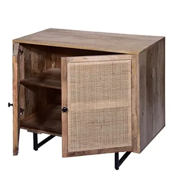 Urban Port 35 Inch Accent Cabinet with Rattan Doors