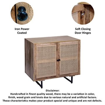 Urban Port 35 Inch Accent Cabinet with Rattan Doors