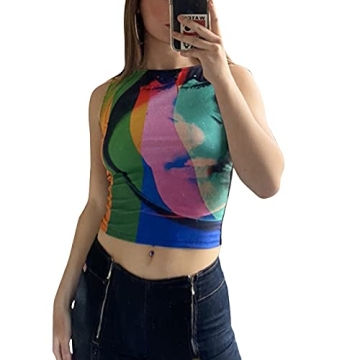 Y2K Graphic Print Womens Crop Top for Summer Style