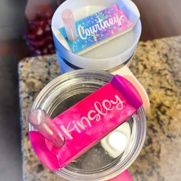 Personalized Stanley Tumbler Name Plates，Custom Stanley Name Tag for 20 30 40 Oz Tumblers Lid，Tumbler Topper - Ideal Stanley Cup ID Gifts (Color*1)