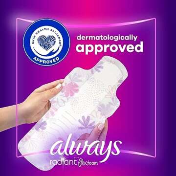 Always Radiant Overnight Feminine Pads for Women, Size 4 for Nighttime, with Wings, Scented, 60 CT