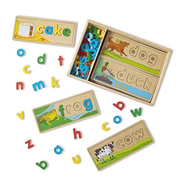 Melissa & Doug See & Spell Wooden Educational Toy With 8 Double-Sided Spelling Boards and 64 Letters...