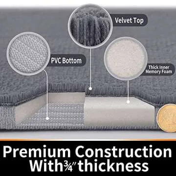 Yimobra Memory Foam Bath Mat Bathroom Rug, Runner Mats 44 x 24 Inches, Comfortable, Soft, Maximum Absorbent, Non-Slip, Thick, Machine Wash, Easier to Dry Carpet for Tub, Gray