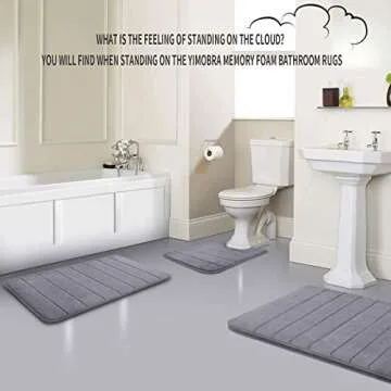 Yimobra Memory Foam Bath Mat Bathroom Rug, Runner Mats 44 x 24 Inches, Comfortable, Soft, Maximum Absorbent, Non-Slip, Thick, Machine Wash, Easier to Dry Carpet for Tub, Gray