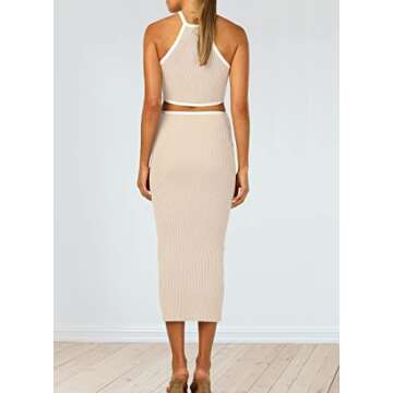 KMOLY Women's Cut Out Waist Bodycon Midi Dress Sexy Backless Sleeveless Spaghetti Strap Party Tank Dresses Apricot