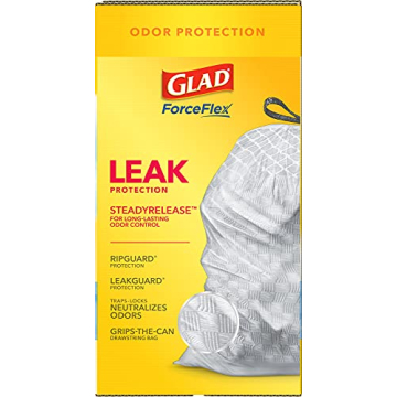 Glad Tall Kitchen Drawstring Trash Bags - Odorshield 13 Gallon White Trash Bag, Febreze Fresh Clean, 110 Count