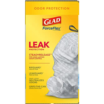Glad Tall Kitchen Drawstring Trash Bags - Odorshield 13 Gallon White Trash Bag, Febreze Fresh Clean, 110 Count