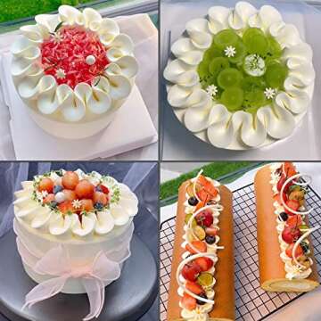 Suuker 3 Pieces Russian Piping Tips Set,V-shaped Wave Cake Decorating Nozzles Tips Piping Kit for Pastry Cupcakes Cakes Cookies Decorating Stainless Steel Kitchen Gadgets