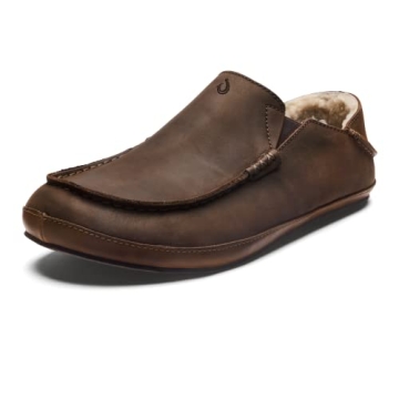 OLUKAI Moloa Slipper: Men's Leather Slip-On Shoes with Gel Insert & Drop-In Heel for Ultimate Comfor...