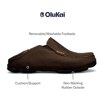 OLUKAI Moloa Slipper - Premium Leather with Shearling Comfort