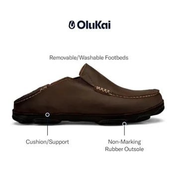 OLUKAI Moloa Slipper - Premium Leather with Shearling Comfort