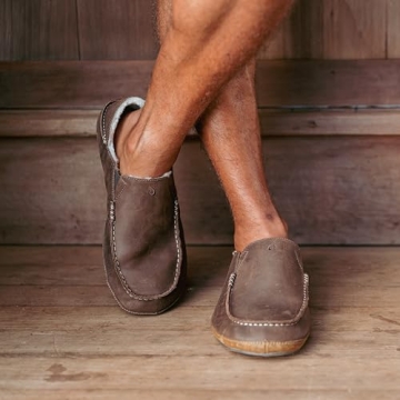OLUKAI Moloa Slipper - Premium Leather with Shearling Comfort