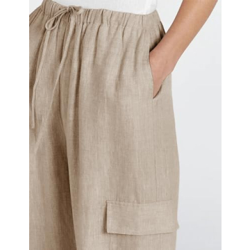 Stylish Xiaoxuemeng Women’s Cotton Linen Wide Leg Pants