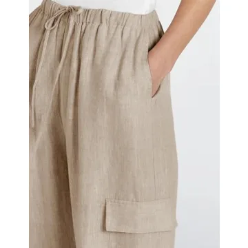 Stylish Xiaoxuemeng Women’s Cotton Linen Wide Leg Pants