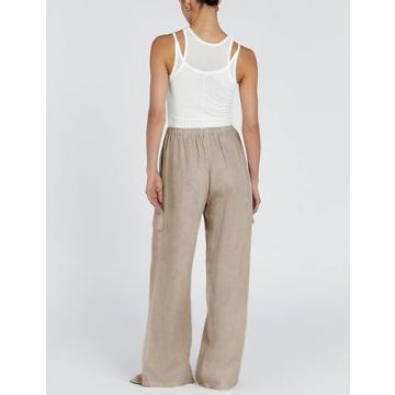 Stylish Xiaoxuemeng Women’s Cotton Linen Wide Leg Pants