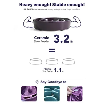 LE TAUCI Slow Feeder Ceramic Dog Bowl for Fast Eaters