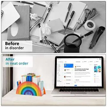 DricRoda Rainbow Pencil Holder - Acrylic Desk Organizer