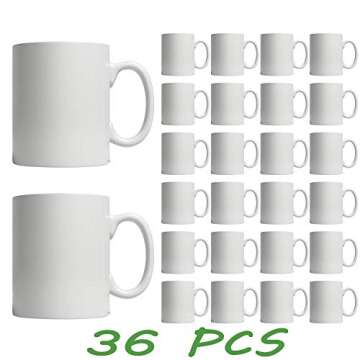 HomeVss 11oz White Ceramic Sublimation Coffee Mug Blank White, Case of 36