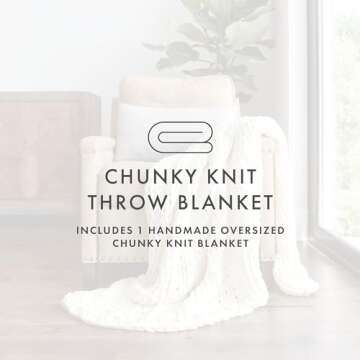 Linen Market Beddings Oversized Chunky Knit Throw Blanket Acrylic Hypoallergenic - 47'' x 59'' Cozy ...