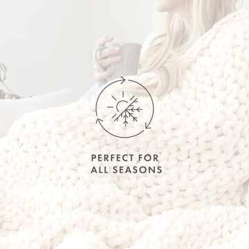 Linen Market Beddings Oversized Chunky Knit Throw Blanket Acrylic Hypoallergenic - 47'' x 59'' Cozy Home Accent for Snuggling, Lounging, and Stylish Décor (Ivory)