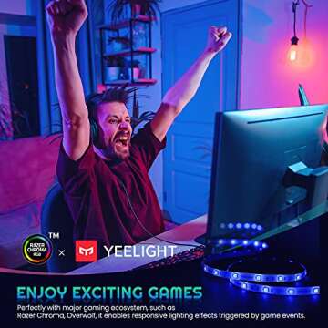 YEELIGHT Smart Led Strip Lights,6.5 FT WiFi Led Light Strips with App & Voice Control,Game Sync/Musi...