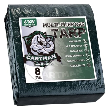CARTMAN 6x8 Feet Waterproof Green Tarp - 8 Mil Thick Cover for Camping & Emergencies