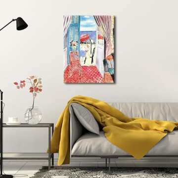 Wieco Art Canvas Matisse Woman Red Umbrella Print