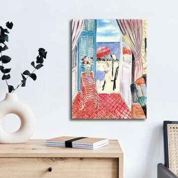 Wieco Art Canvas Matisse Woman Red Umbrella Print