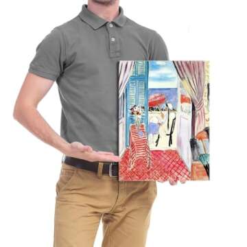 Wieco Art Canvas Matisse Woman Red Umbrella Print