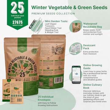 Organo Republic 25 Winter Vegetable Garden Seeds Variety Pack for Outdoors & Indoor Home Gardening 6...