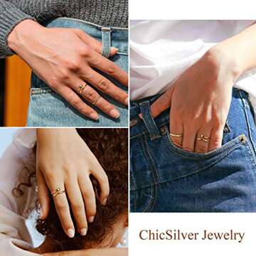 ChicSilver Unique Adjustable Gold Plated Sterling Silver Teardrop Ring