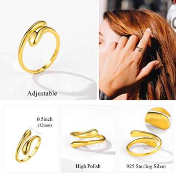 ChicSilver 18K Gold Plated Adjustable Ring for Women