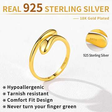 ChicSilver 18K Gold Plated Adjustable Ring for Women