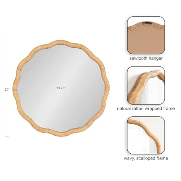 Kate and Laurel Rahfy Boho Rattan Mirror - 26 Inch