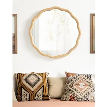 Kate and Laurel Rahfy Boho Rattan Mirror - 26 Inch