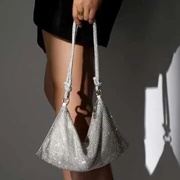SWEETV Sparkly Rhinestone Purse - Glamorous Evening Clutch
