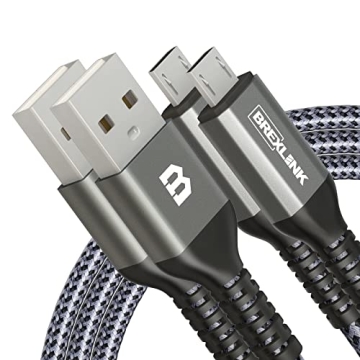 BrexLink Micro USB Cable Android (2-Pack, 6.6 FT), Micro USB to USB 2.0 Cable Nylon Braided Fast Cha...
