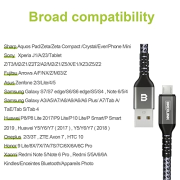 BrexLink Micro USB Cable 2-Pack 6.6 FT Fast Charging