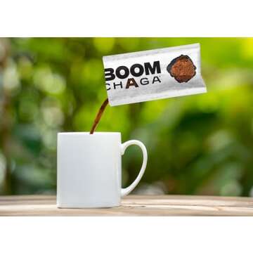 BOOM Chaga Mushroom Superdrink, Liquid Concentrate with Antioxidants for Anti-Inflammation and Immunity Boost, Beta-Glucans for Heart Health, Oxalate-Free, 31 Single-Serving Packets