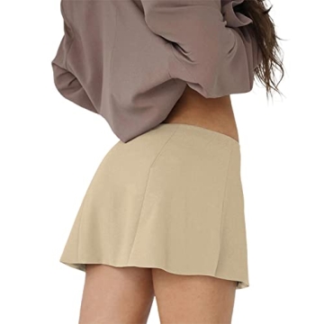 KMBANGI Low Waist Mini Skirt for Women Gothic Low Rise Skirts Cute Aesthetic Retro Y2k Short Denim Skirt Harajuku Grunge(Wrap Apricot,M)