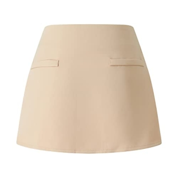 KMBANGI Low Waist Mini Skirt for Women Gothic Low Rise Skirts Cute Aesthetic Retro Y2k Short Denim Skirt Harajuku Grunge(Wrap Apricot,M)