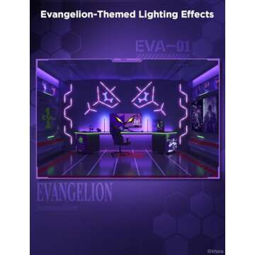 Govee x Evangelion Gaming Wall Light, RGBIC Glide Wall Light, Work with Matter, Alexa and Google Assistant, DIY Customized LED Wall Lighting Effects and Shapes,Gaming Light Bar for Gaming Room